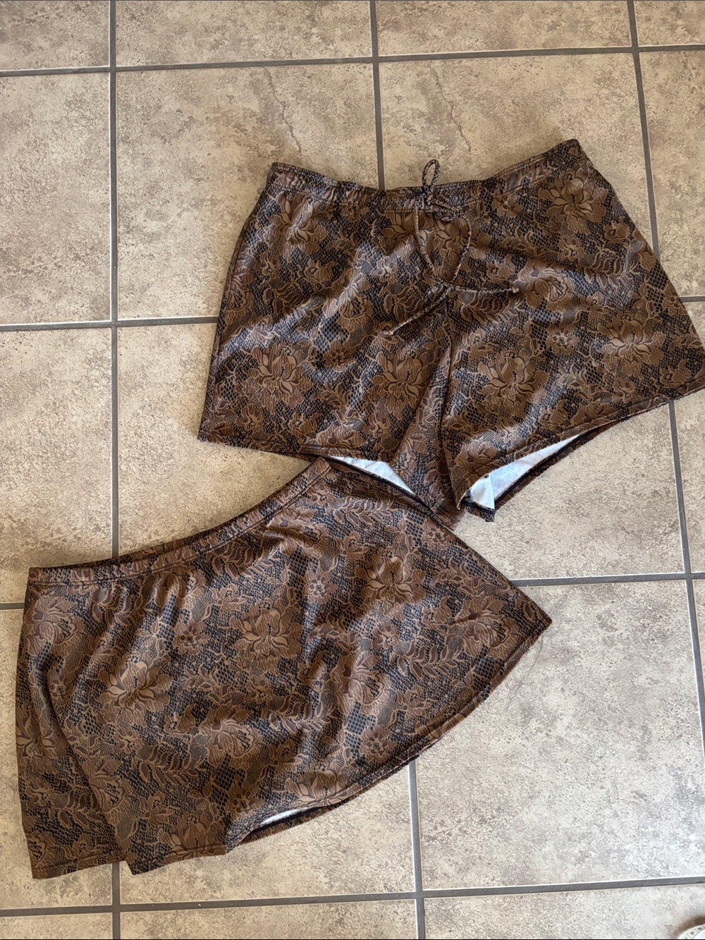 Blair Black and Brown Lace Print Swim Bottoms Bundle Size 16